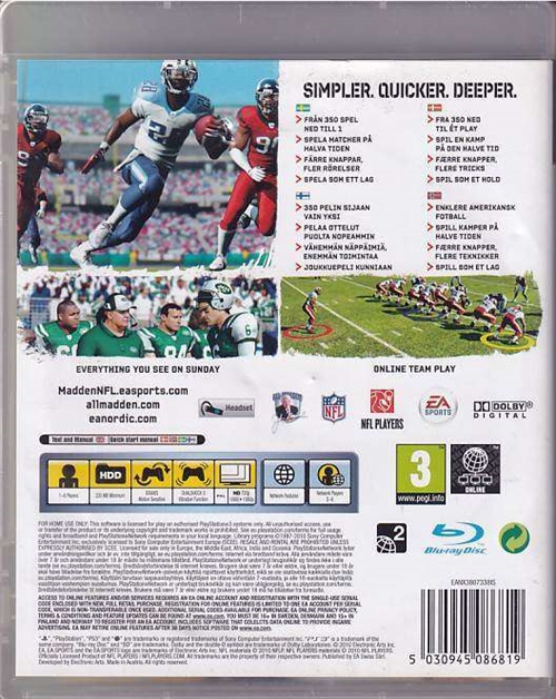 Madden NFL 11 - PS3 (B Grade) (Genbrug)